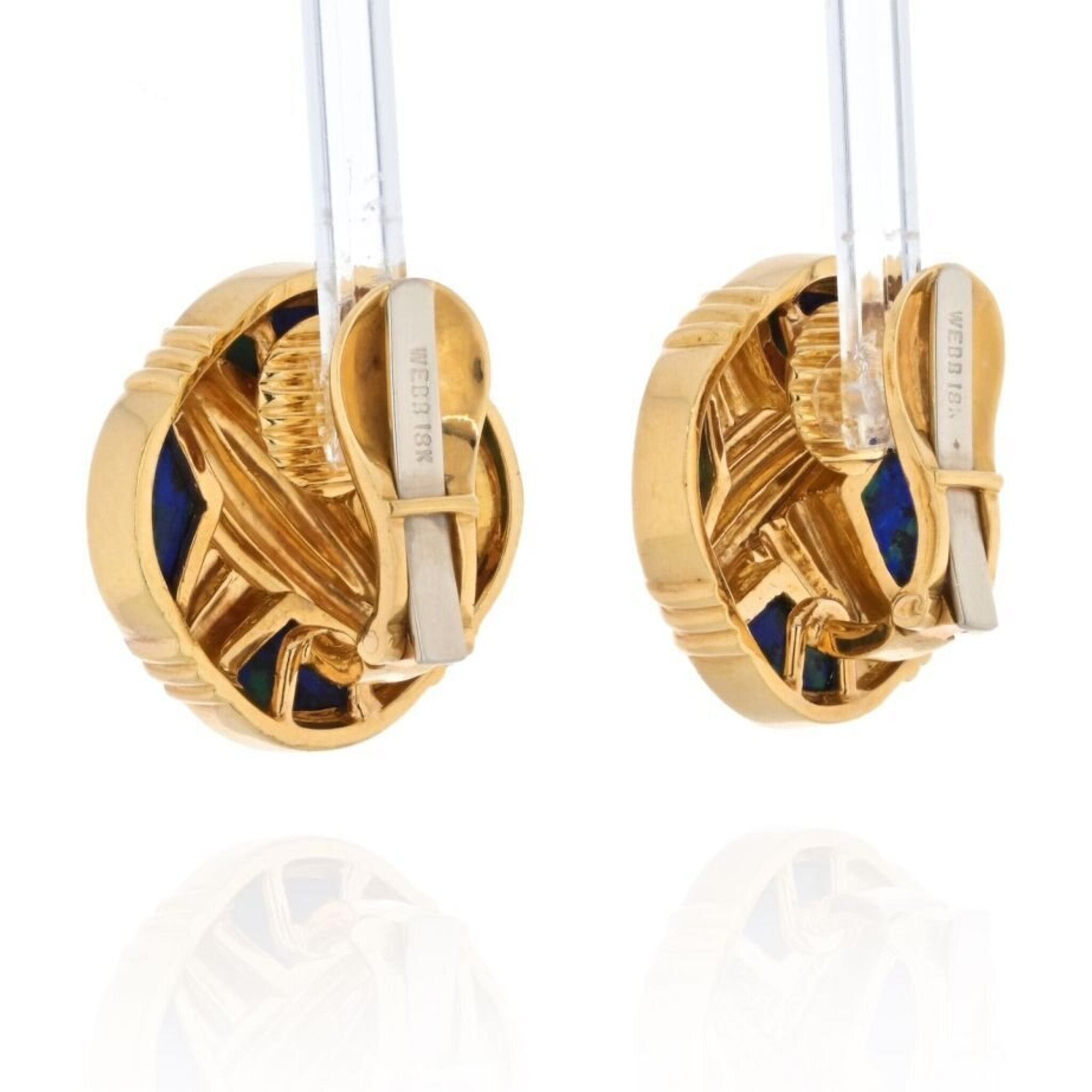 David Webb - Platinum & 18K Yellow Gold Azurmalachite Earrings