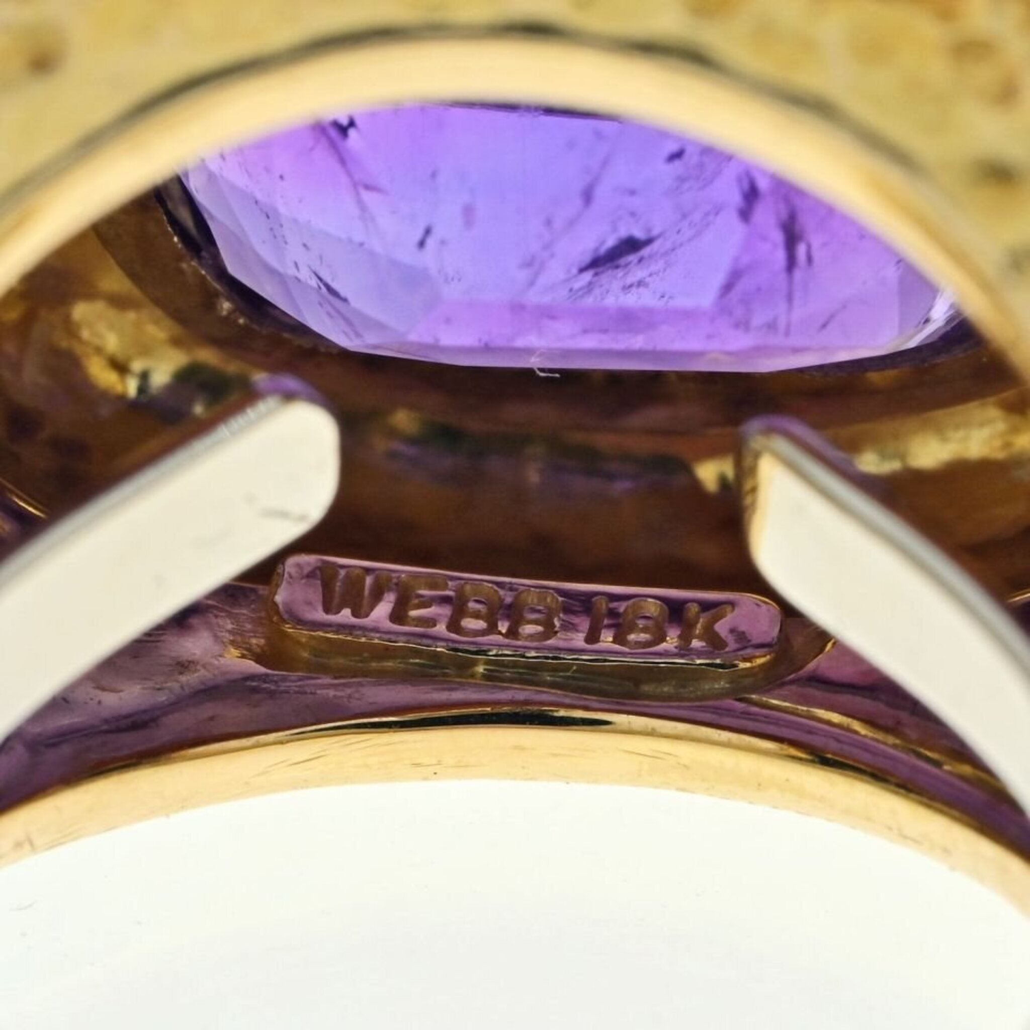 David Webb - Platinum & 18K Yellow Gold Bezel Set Purple Amethyst Ring