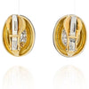 David Webb - Platinum & 18K Yellow Gold Black Enamel And Diamond Clip Earrings