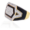David Webb - Platinum & 18K Yellow Gold Black Enamel And Diamond Ring