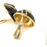 David Webb - Platinum & 18K Yellow Gold Black Enamel Clip-On Earrings