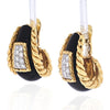 David Webb - Platinum & 18K Yellow Gold Black Enamel Diamond Earrings