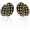 David Webb - Platinum & 18K Yellow Gold Black Enamel Gold Studded Clip Earrings
