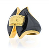 David Webb - Platinum & 18K Yellow Gold Black Enamel Vintage Ring
