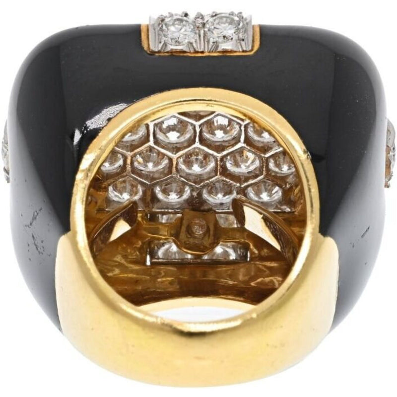 David Webb - Platinum & 18K Yellow Gold Checkmate 5.50 Carat Diamond Ring