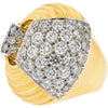 David Webb - Platinum & 18K Yellow Gold Cocktail Diamond Fluted Ring