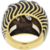 David Webb - Platinum & 18K Yellow Gold Diamond and Black Enamel Zebra Stripe Ring
