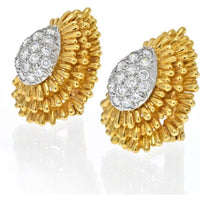 David Webb - Platinum & 18K Yellow Gold Diamond Clip Earrings