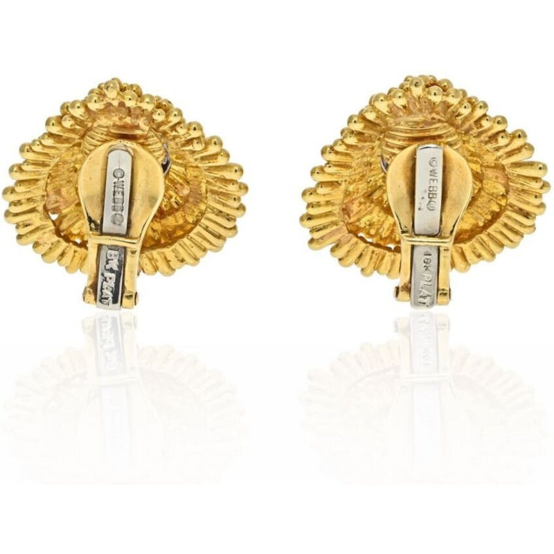 David Webb - Platinum & 18K Yellow Gold Diamond Clip Earrings