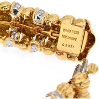 David Webb - Platinum & 18K Yellow Gold Faceted Coral And Diamond Bracelet