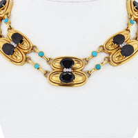 David Webb - Platinum & 18K Yellow Gold Garnet, Turquoise & Diamond Necklace