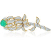 David Webb - Platinum & 18K Yellow Gold Green Emerald And Diamond Flower Brooch