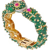 David Webb - Platinum & 18K Yellow Gold Green Enamel, Diamond And Ruby Frog Bracelet