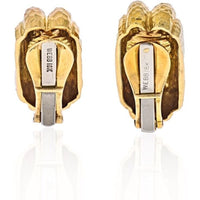 David Webb - Platinum & 18K Yellow Gold Hammered Clip-On Earrings