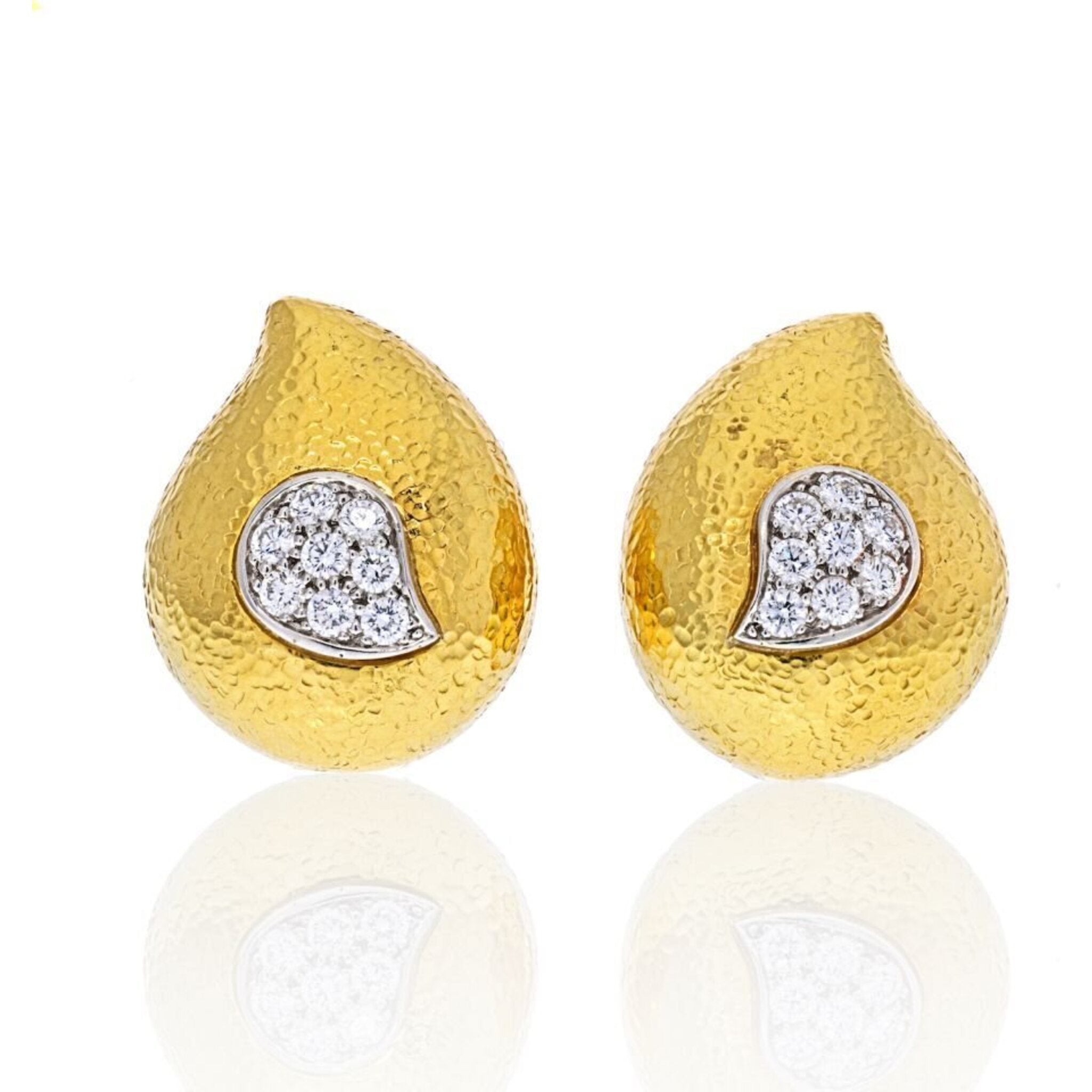 Vintage Sculpted 14 Karat Yellow Gold 1/2 Carat Diamond Earrings -  WeilJewelry
