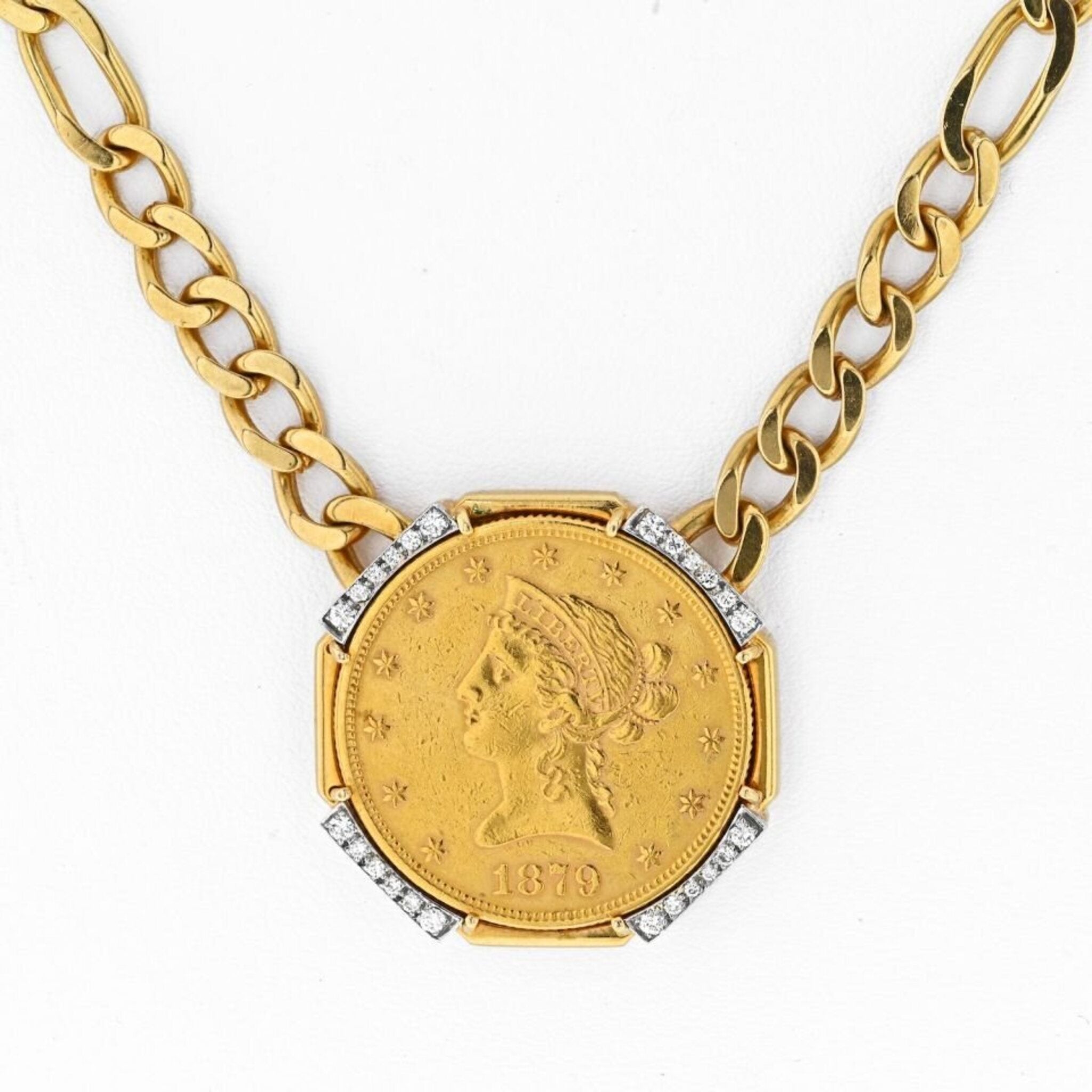 10k Yellow Gold Liberty Replica Coin Pendant with Open Beaded Bezel – The  Castle Jewelry