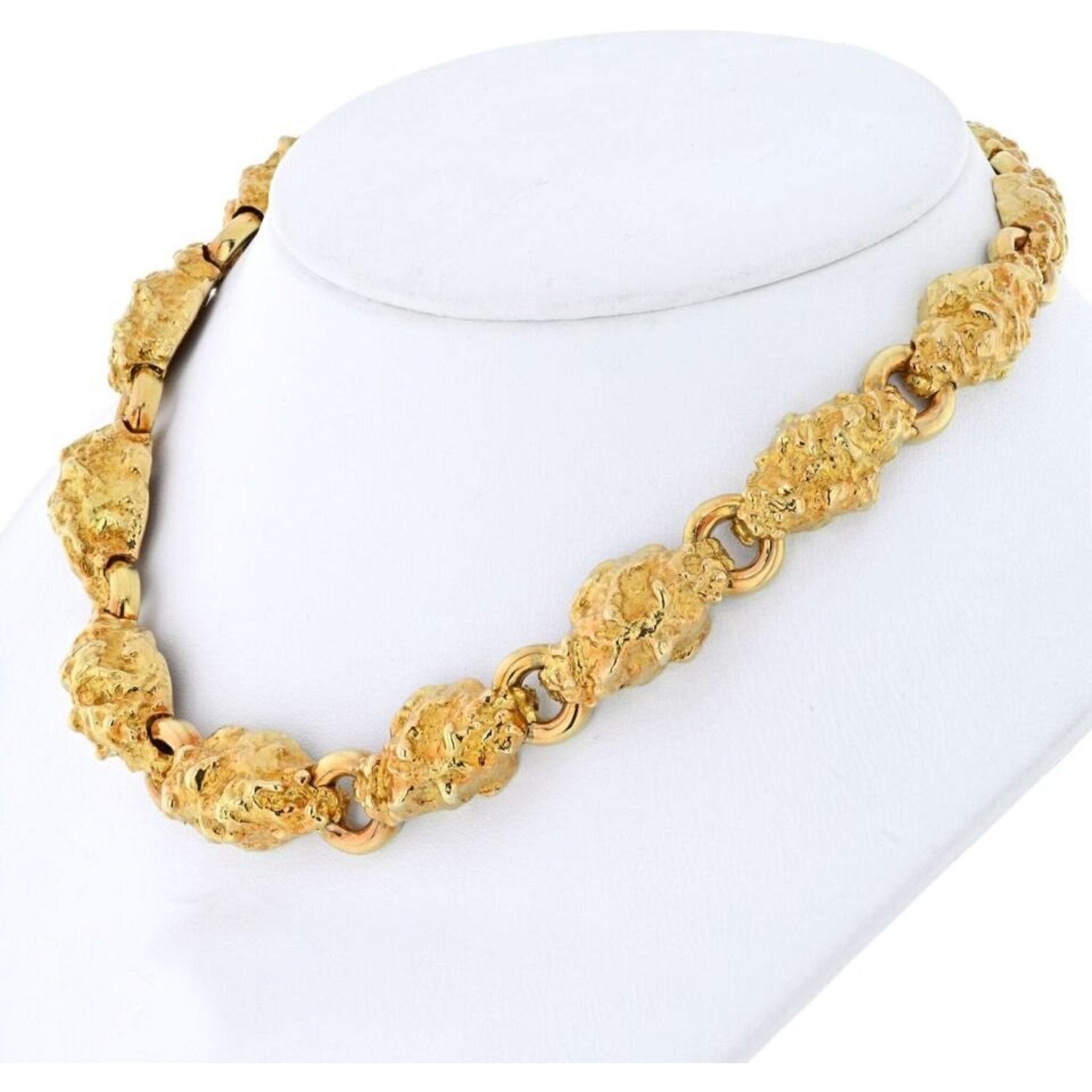 Amazon.com: The Bling Factory 7.5mm 14k Yellow Gold Plated Flat Nugget  Chain Necklace, 30 inches: Thug Fashion Jewelry: Clothing, Shoes & Jewelry