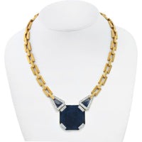 David Webb - Platinum & 18K Yellow Gold Onyx Octagon Open Link Chain Necklace