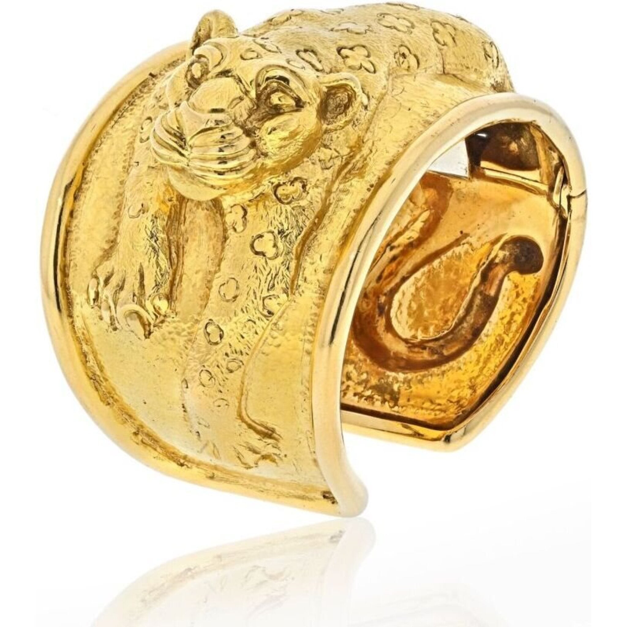 David Webb - Platinum & 18K Yellow Gold Repousse Finish Leopard