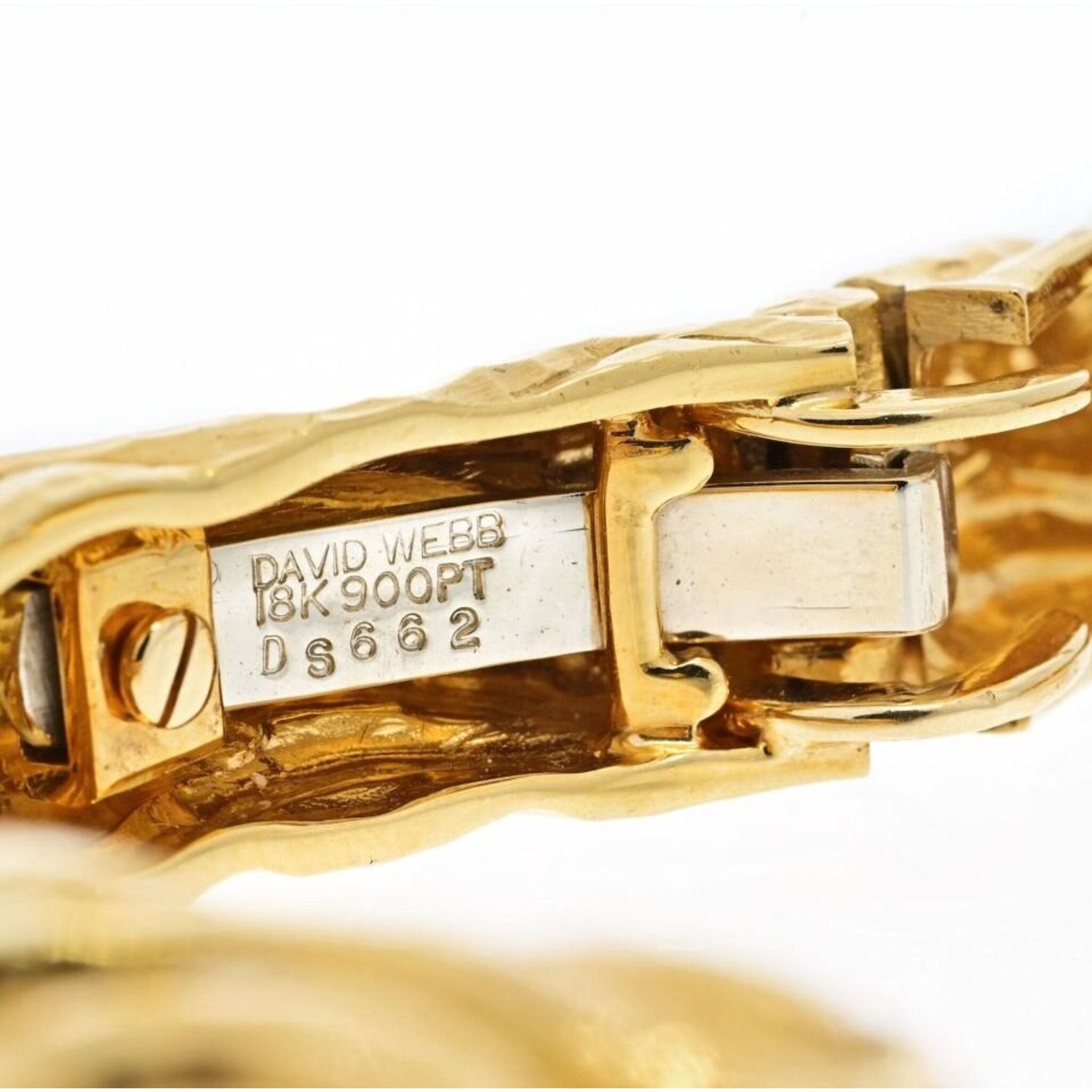 David Webb 18K Yellow Gold Rickrack Turquoise Cuff Bracelet