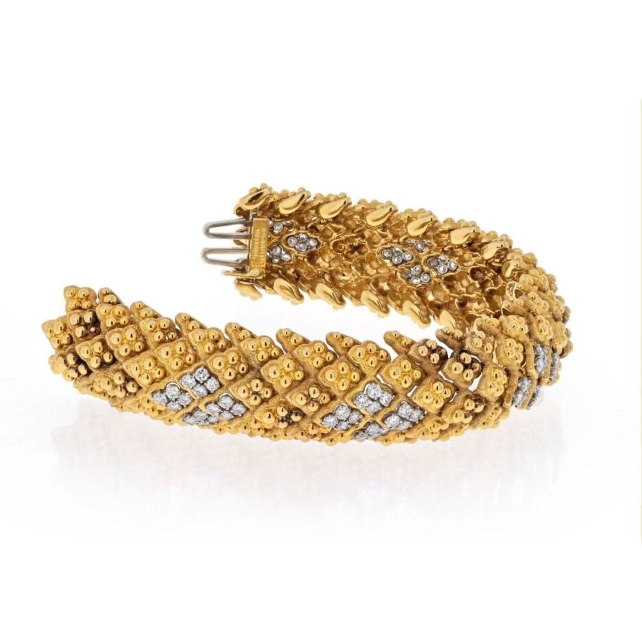 Large Yellow Gold Diamond Bangle Bracelet Move Romane