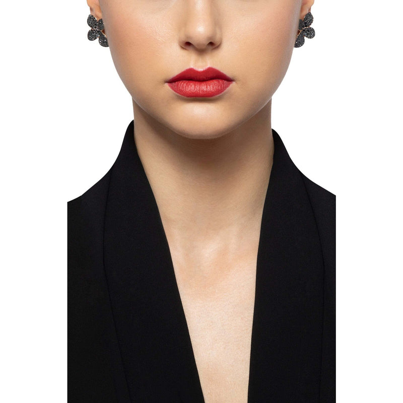 Pasquale Bruni  - Giardini Segreti Small Flower Earrings in 18k Rose Gold with Black Diamonds