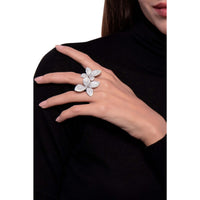 Pasquale Bruni  - Giardini Segreti Double Flower Ring in 18k White Gold with Diamonds