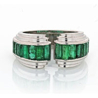 Gypsi - 1940's Platinum Gypsy Straight Green Emerald Ring