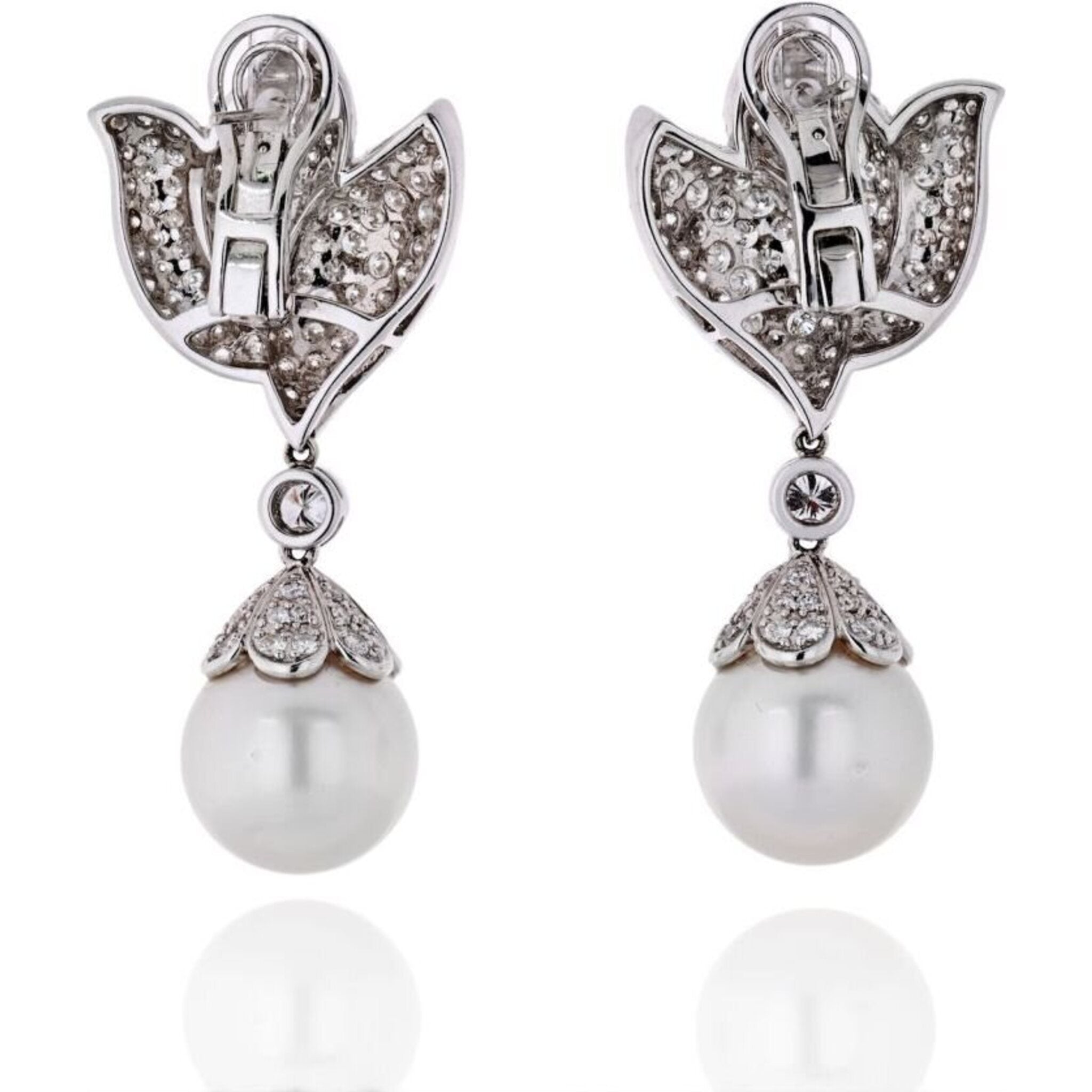 White Pearl Cluster Fringe Earrings — Aventine Jewelry