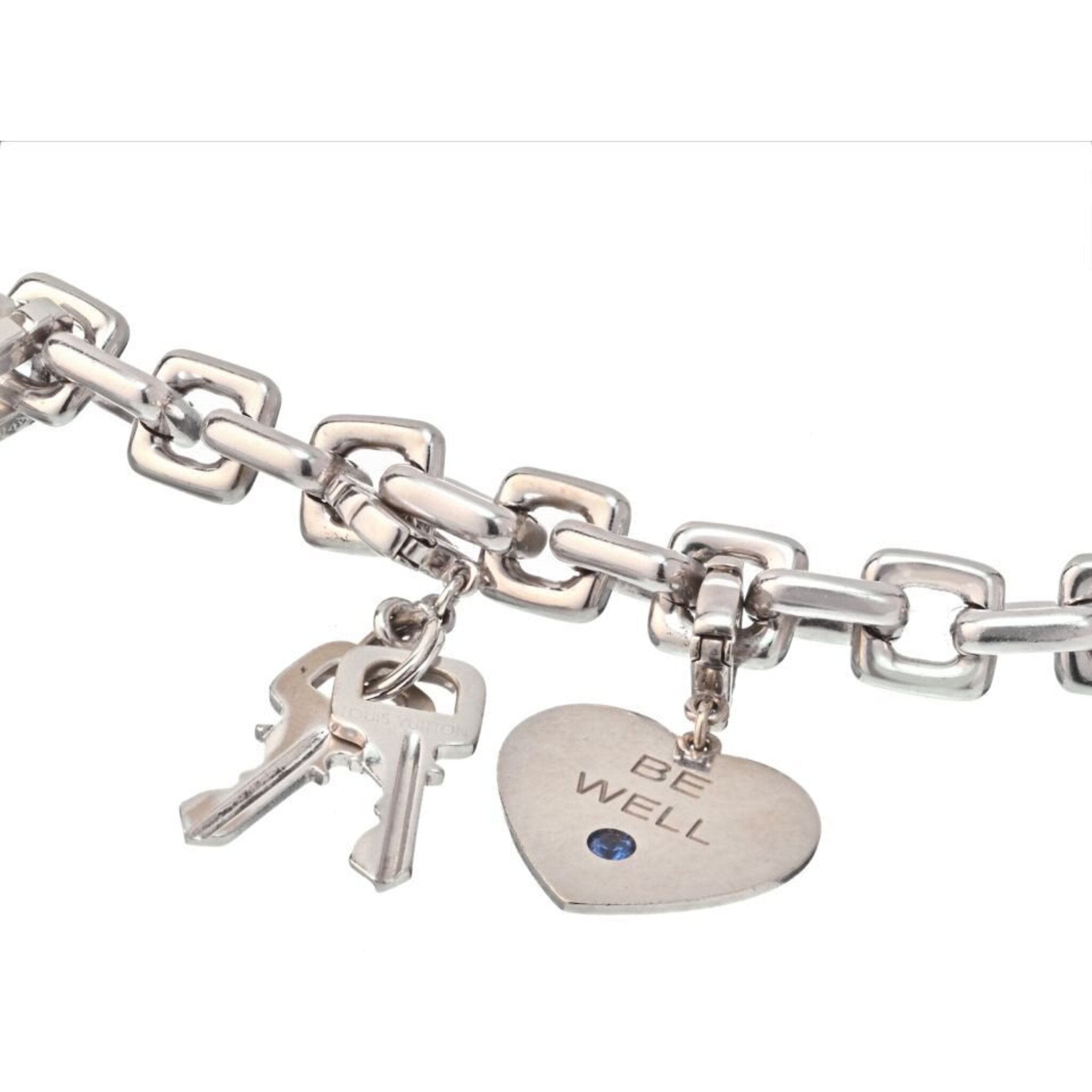 Louis Vuitton LV Logo Bracelet with Heart Charm