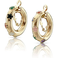Pasquale Bruni  - Luna in Fiore Earrings in 18k Rose Gold with Moonstone, Green Agate, Amethyst, Pink Chalcedony, Carnelian, Lapis Lazuli, Onyx, Moonstone and Mother of Pearl doublet