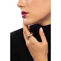 Pasquale Bruni  - Luna in Fiore Index Ring in 18k Rose Gold with Moonstone, Green Agate, Pink Chalcedony, Carnelian, Lapis Lazuli, Moonstone and Mother of Pearl doublet - 12 / Size 6 US