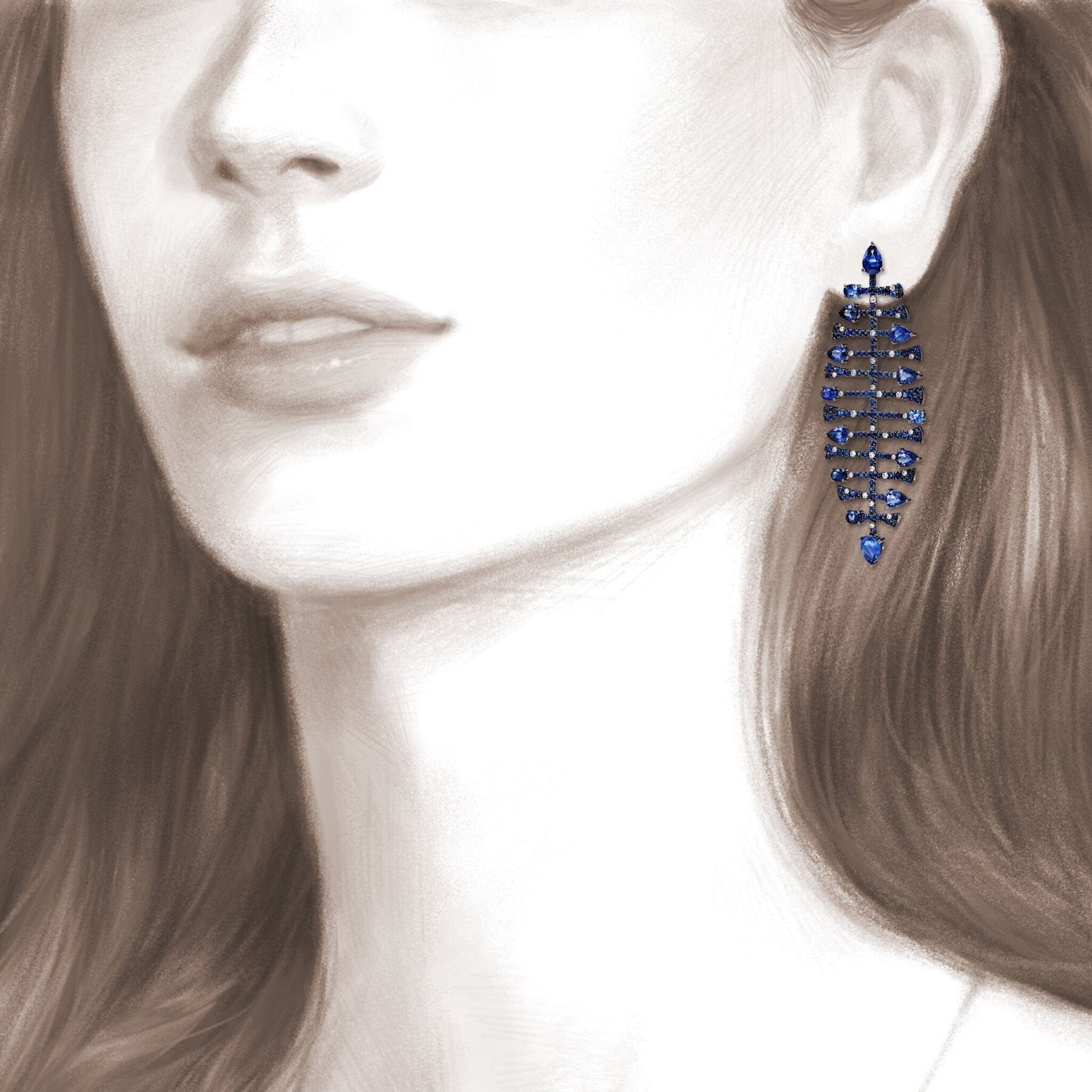 Blue sapphire deals chandelier earrings