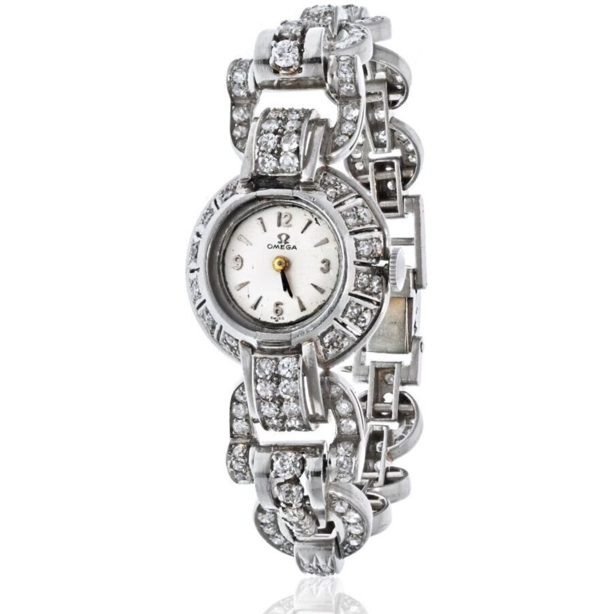 Vintage-18k-White-Gold-Old-Cut-Diamond-Ladies-Cocktail-Bracelet-Watch.jpg -  Gray's Jewellers