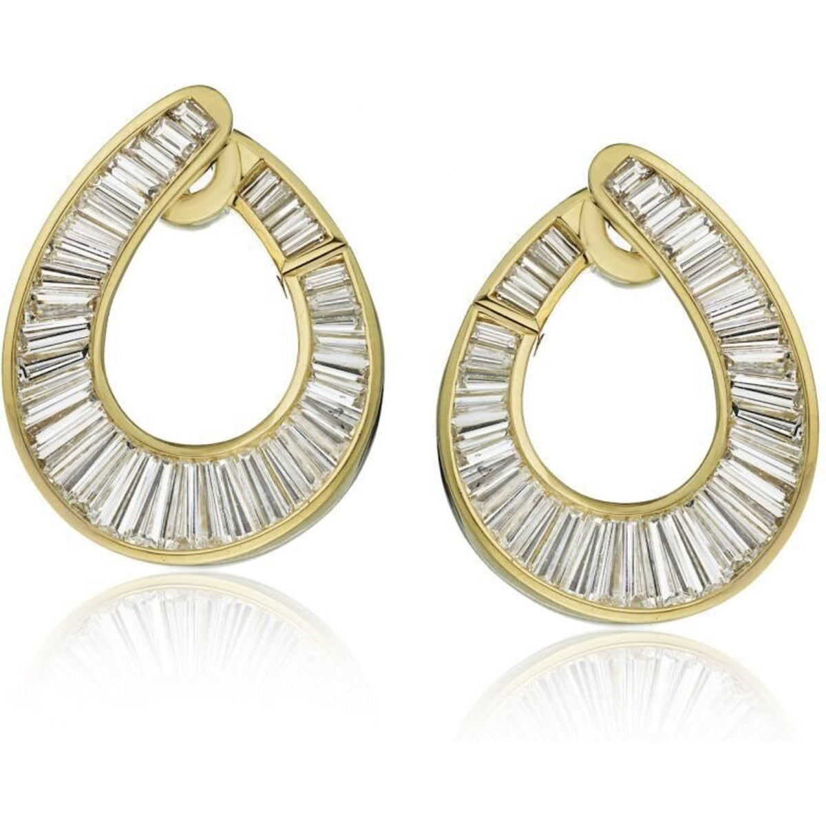 Oscar Heyman - 18K Yellow Gold 7 Carat Baguette Diamond Earrings