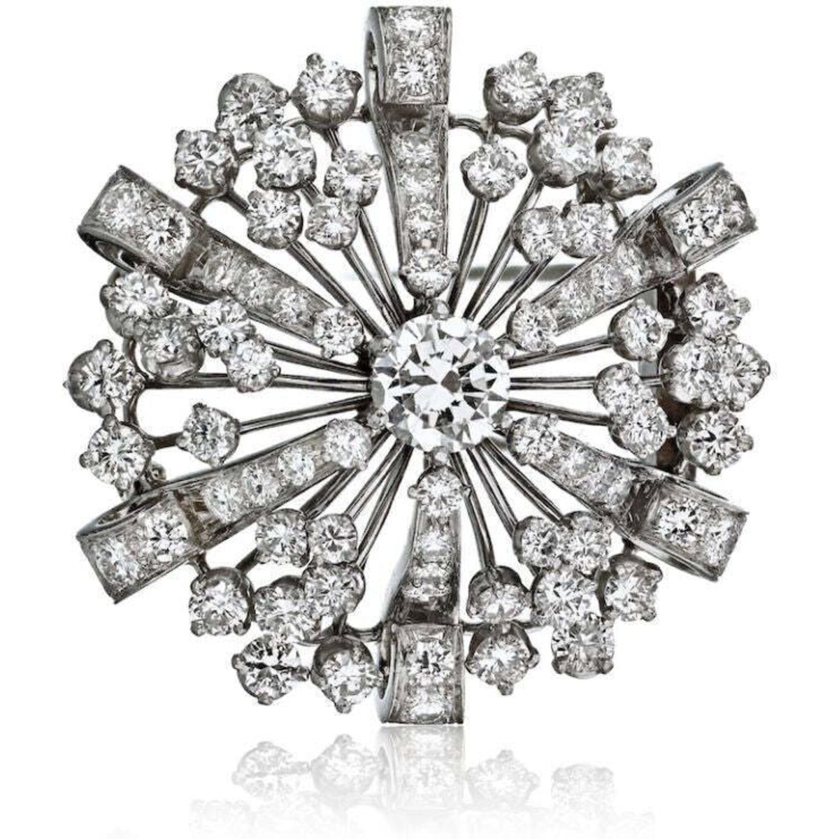 Oscar Heyman - Platinum Diamond Flower Snowflake Brooch