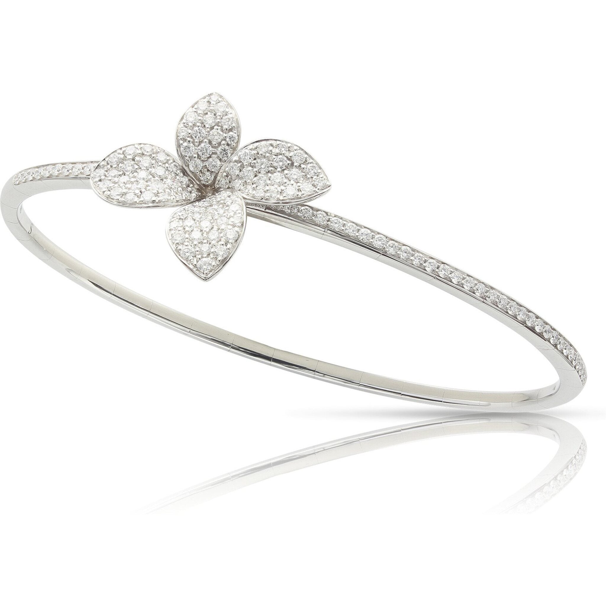 Pasquale Bruni - Petit Garden Bracelet in 18k White Gold with Diamonds,  Medium Flower