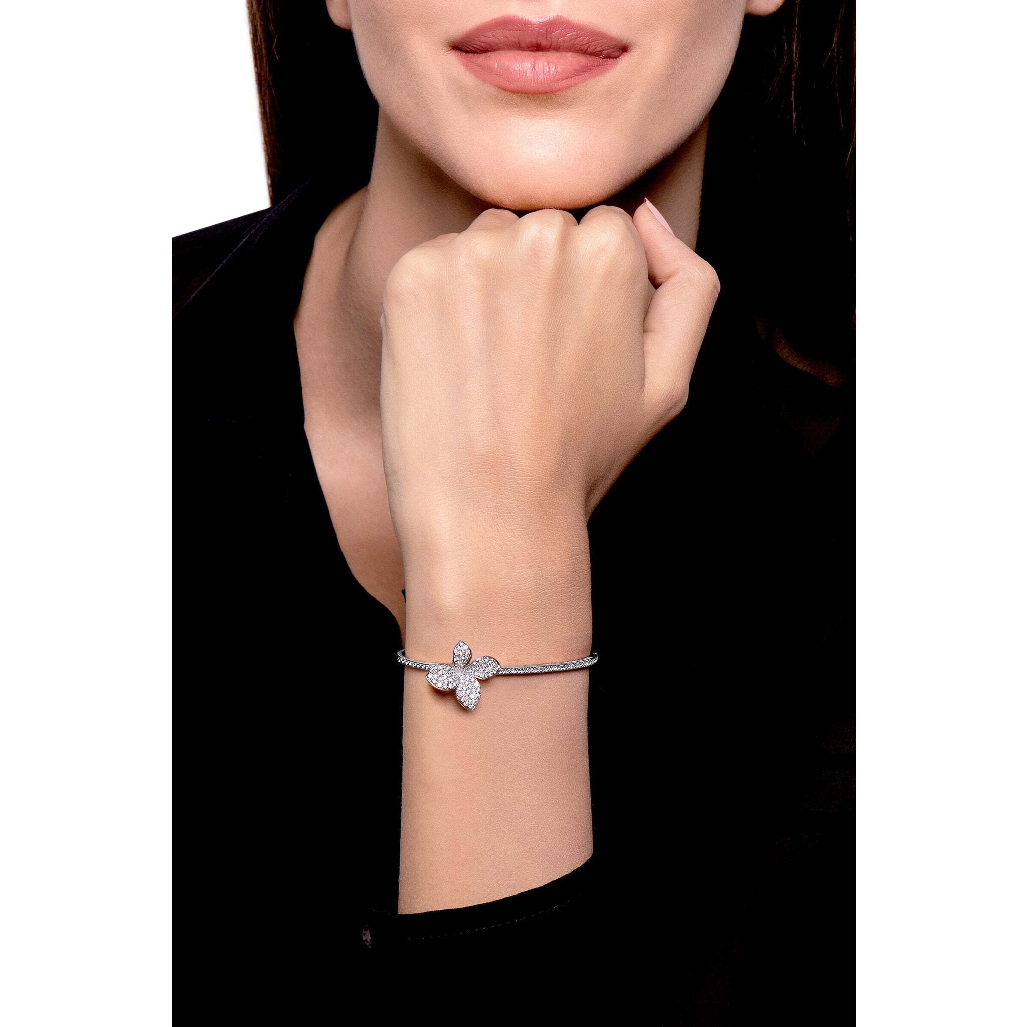 Pasquale Bruni - Petit Garden Bracelet in 18k White Gold with Diamonds,  Medium Flower