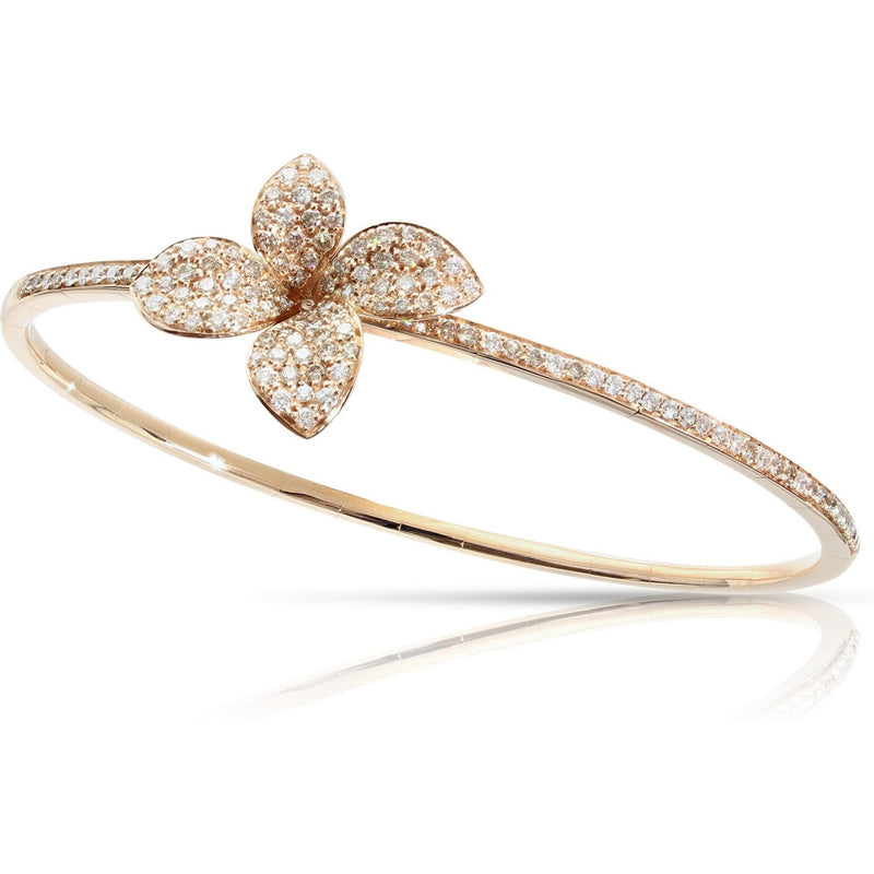 Pasquale Bruni  - Petit Garden Bracelet in 18k Rose Gold with White and Champagne Diamonds, Medium Flower