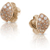 Pasquale Bruni  - Petit Garden Stud Earrings in 18k Rose Gold with White and Champagne Diamonds, Single Leaf