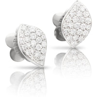 Pasquale Bruni  - Petit Garden Stud Earrings in 18k White Gold with Diamonds, Single Leaf