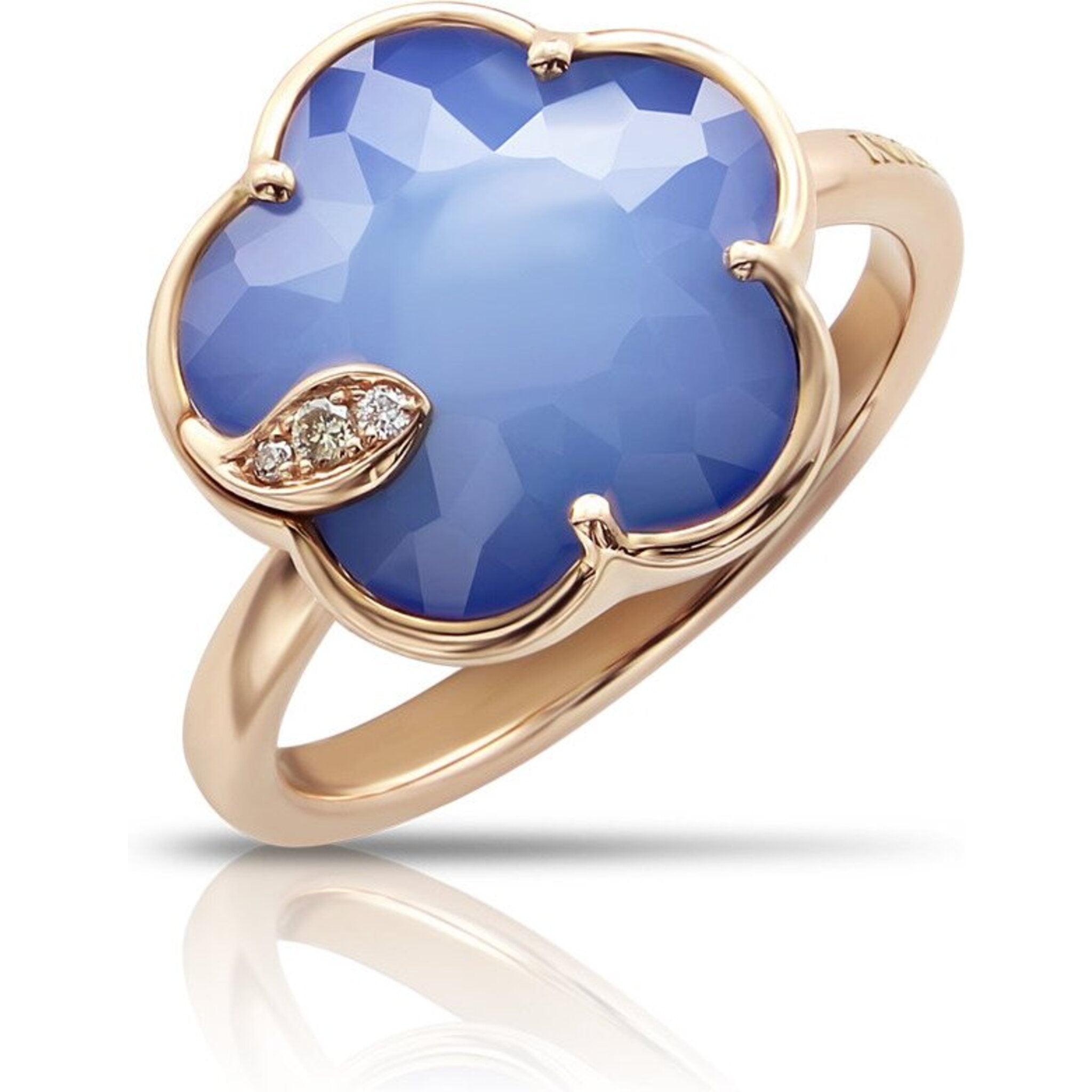 Pasquale Bruni - Petit Joli Ring in 18k Rose Gold with Blue Moon (White  Agate and Lapis Lazuli doublet), White and Champagne Diamonds