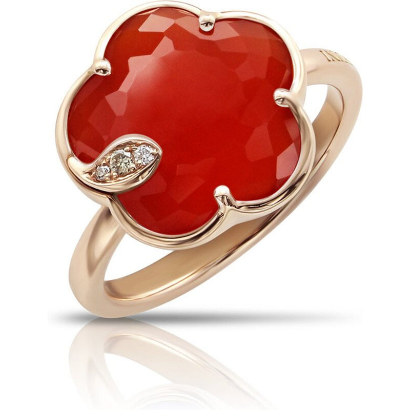 Pasquale Bruni  - Petit Joli Ring in 18k Rose Gold with Carnelian, White and Champagne Diamonds