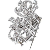 Platinum 10 Carat Round And Baguette Fountain Brooch