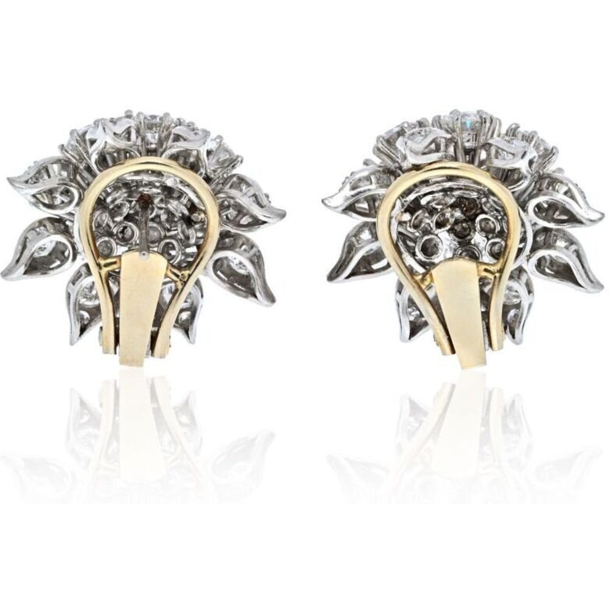 Platinum 12.00ctw Round Cut Diamond Cluster Earrings