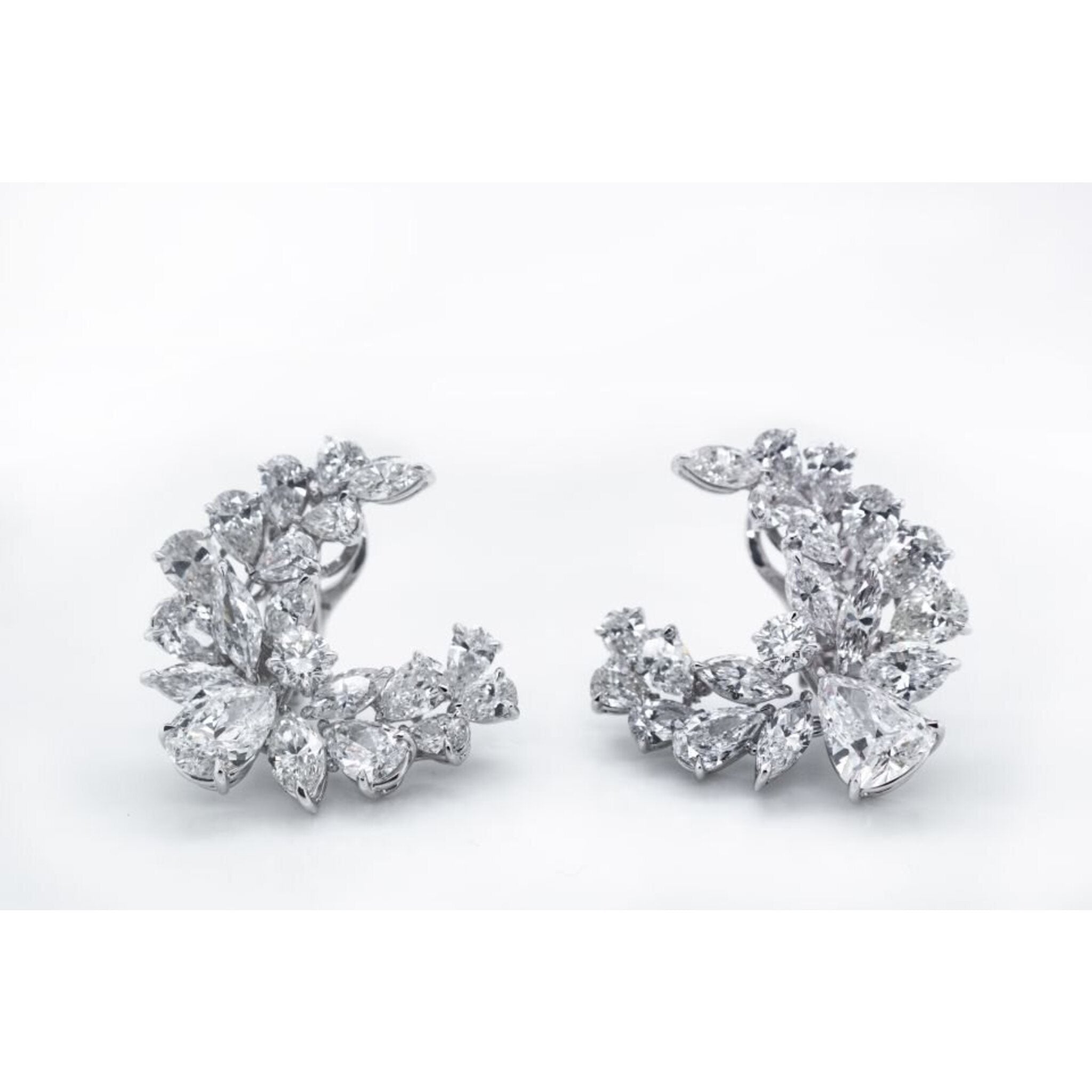 Platinum 13 Carat Cluster Diamond Earrings