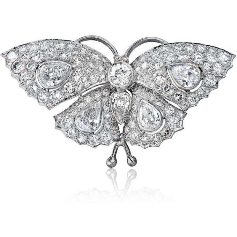 Platinum 13.50 Carat Diamond Vintage Butterfly Brooch