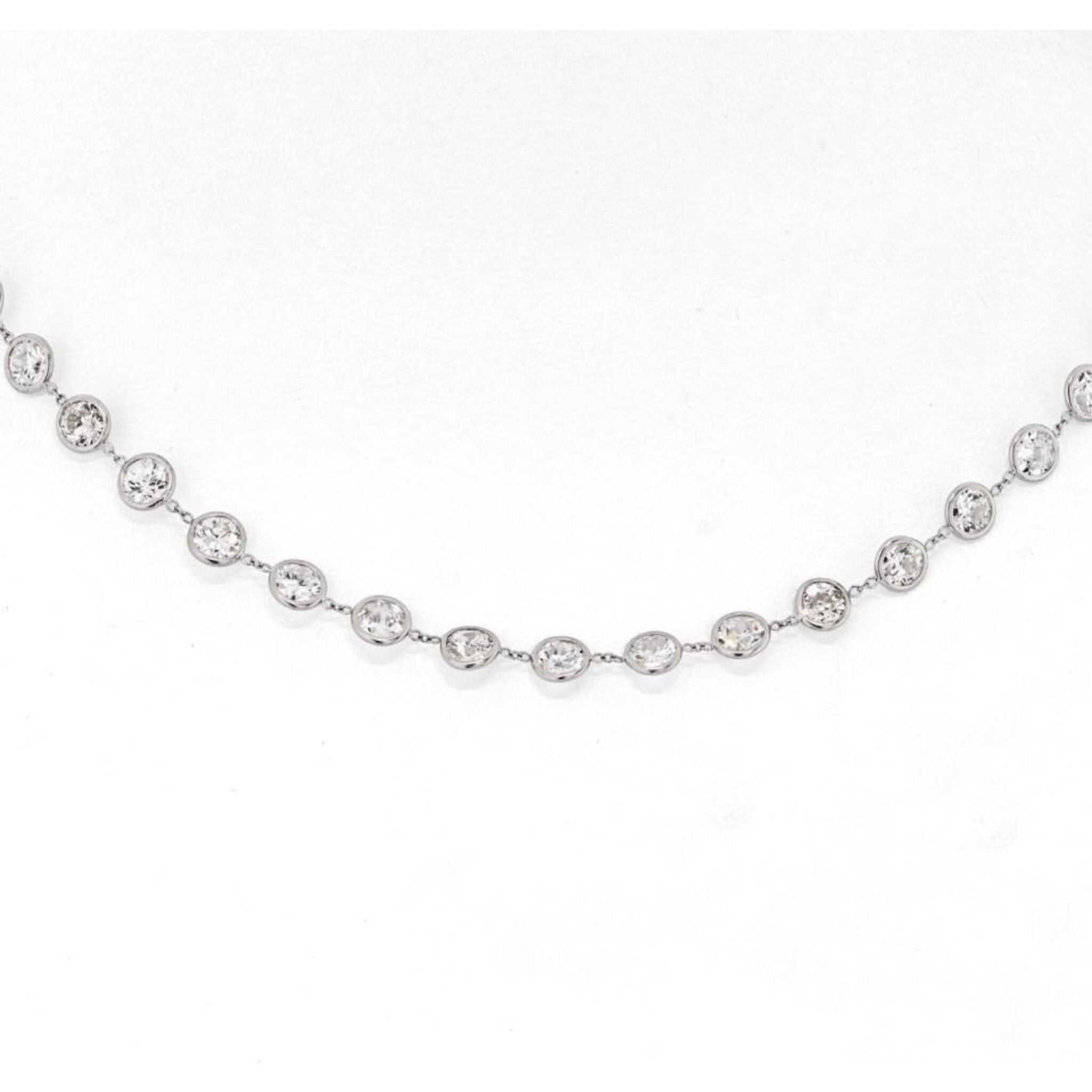 Platinum 15 Old European Cut Diamond By The Yard Chain Necklace
