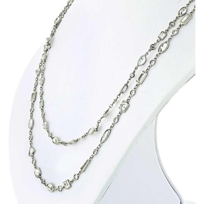 Platinum 23.50 Carat Handmade Multi Shape Diamonds by the Yard Necklace