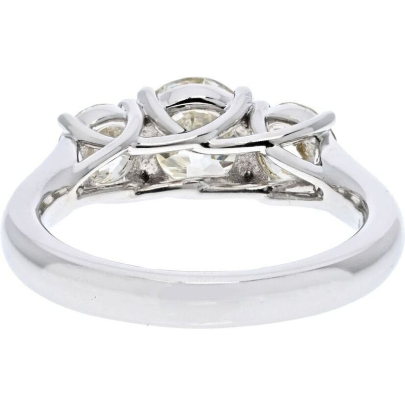 Platinum 2.66 Carats Three Stone Old European Cut Engagement Ring